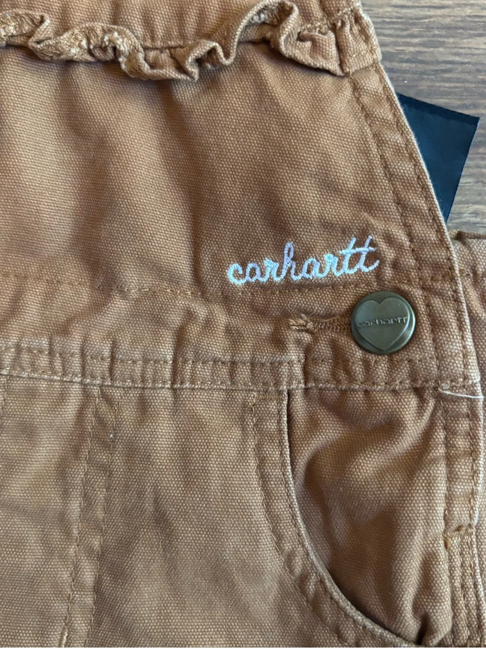 Carhartt ruffle accent bib overall shorts girl size 9 months